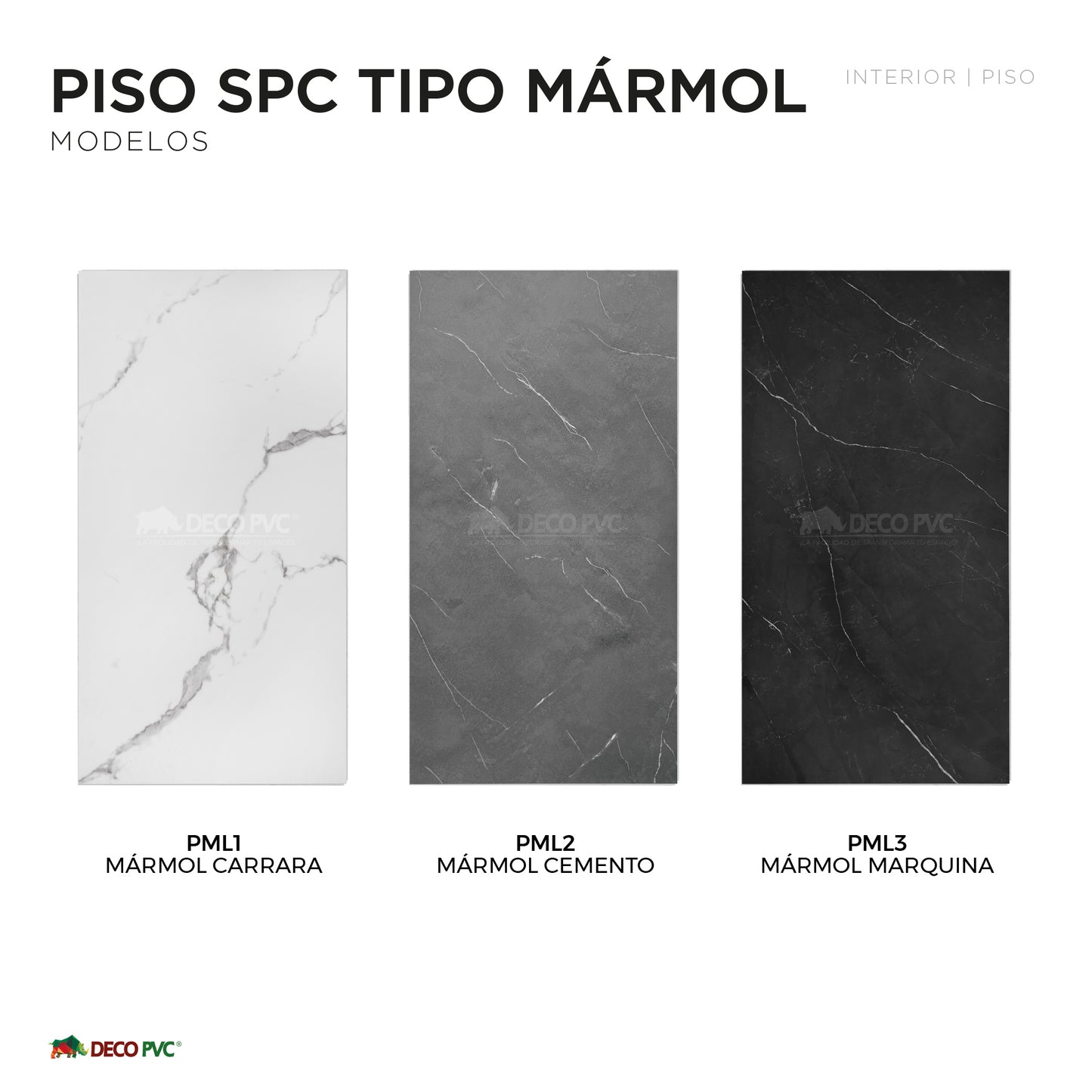 Piso SPC - Acabado Mármol / 4pzas / 47.5*0.5*95cm