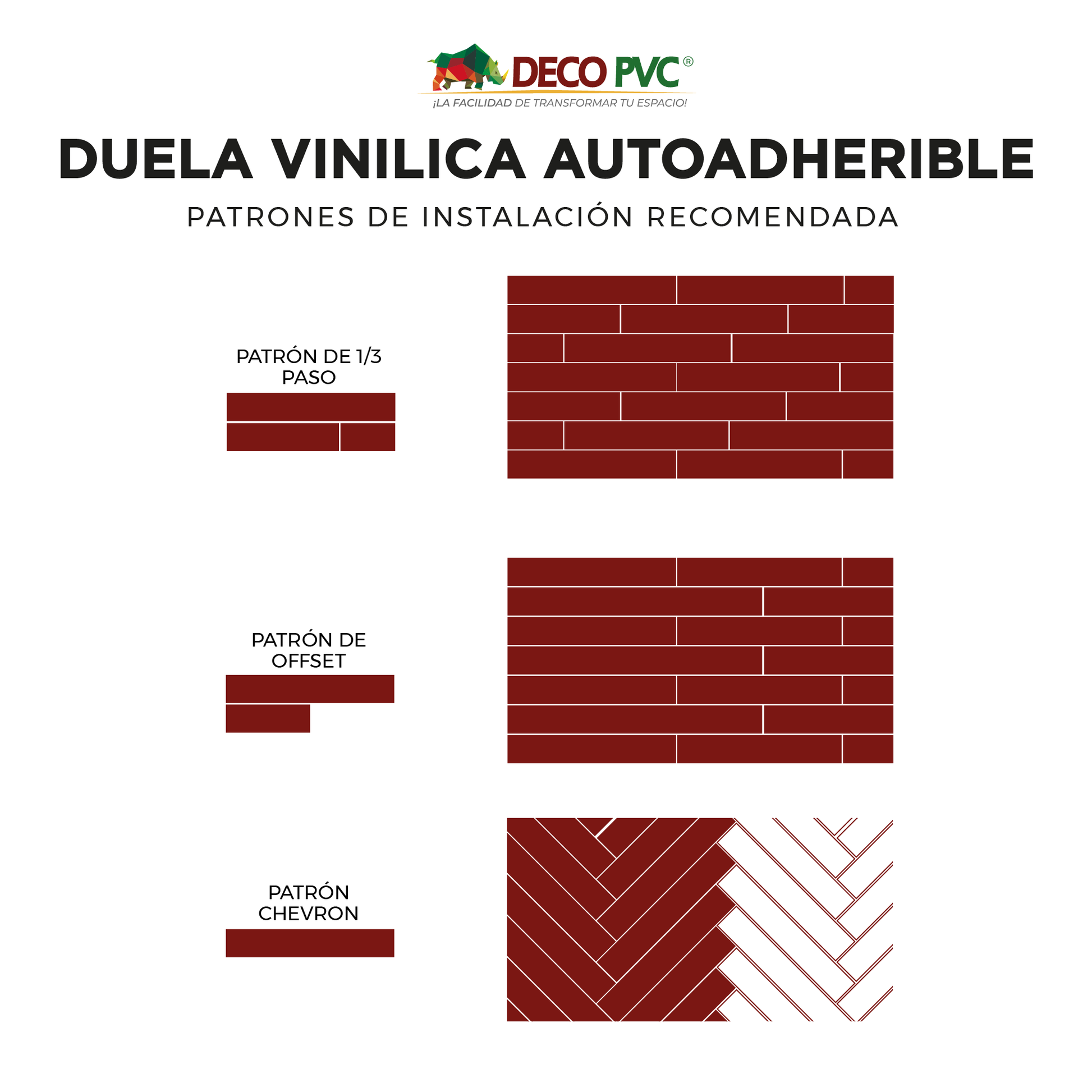 Duela Vinilica Autoadherible / 20pzas / 15*92cm