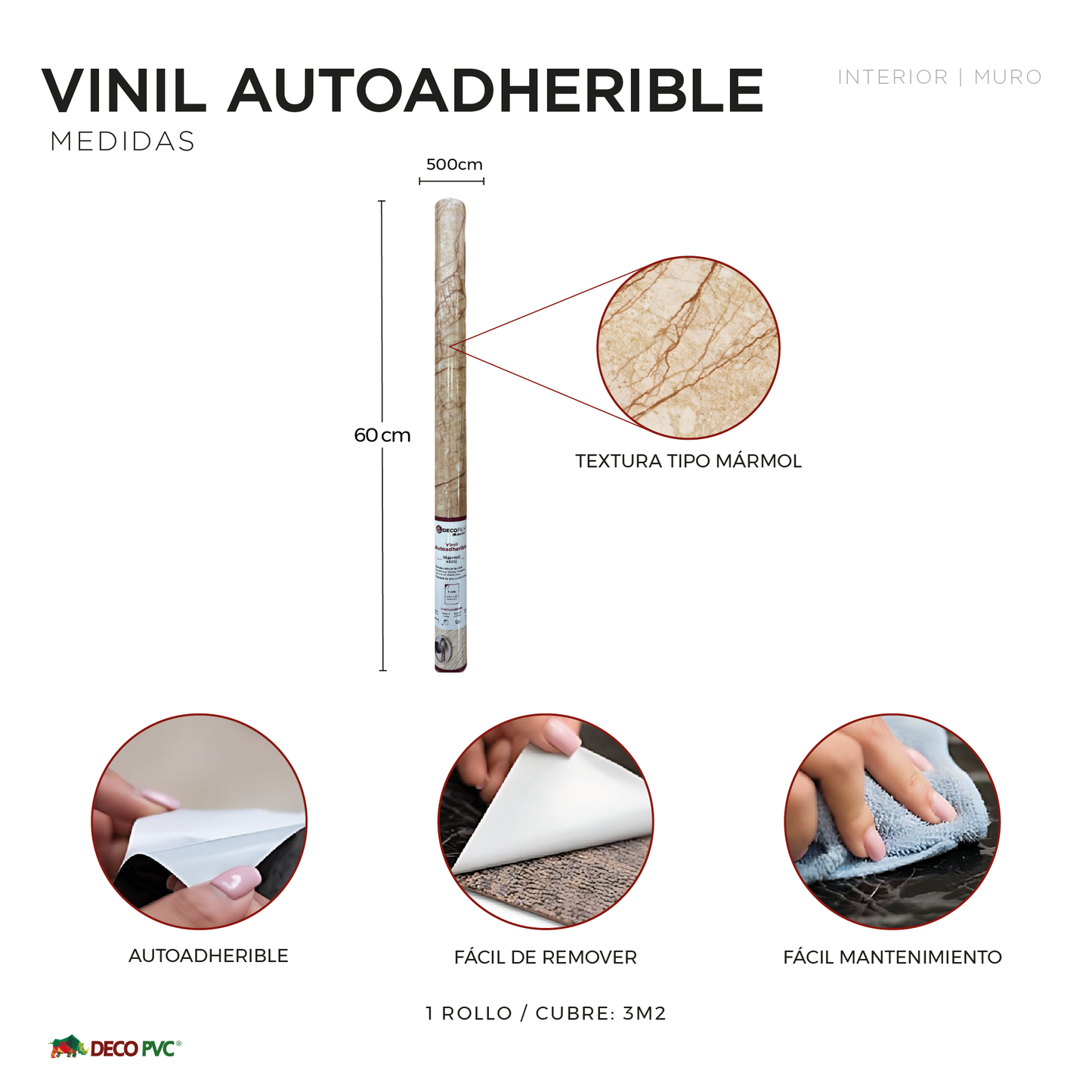 Vinil Autoadherible Mármol en rollo (0.60x5m) - DECOFILM®
