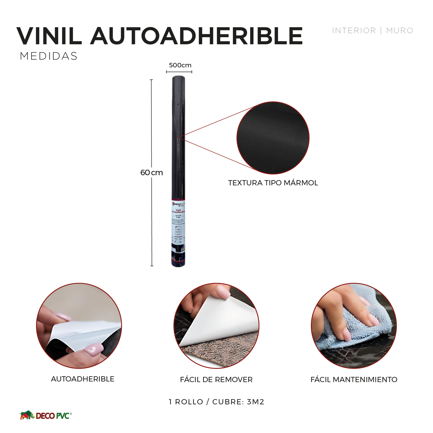 Vinil Autoadherible Sólido en rollo (0.60x5m) - DECOFILM®