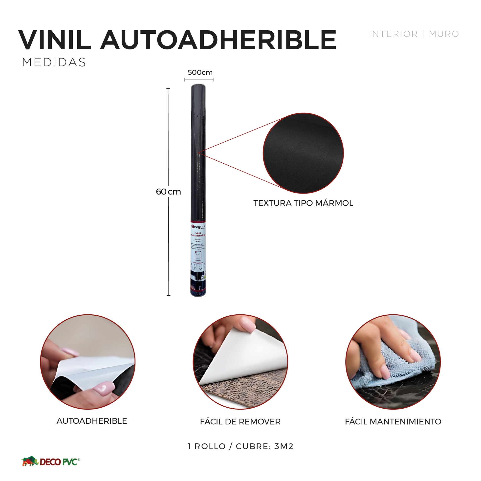 Vinil Autoadherible Sólido en rollo (0.60x5m) - DECOFILM®