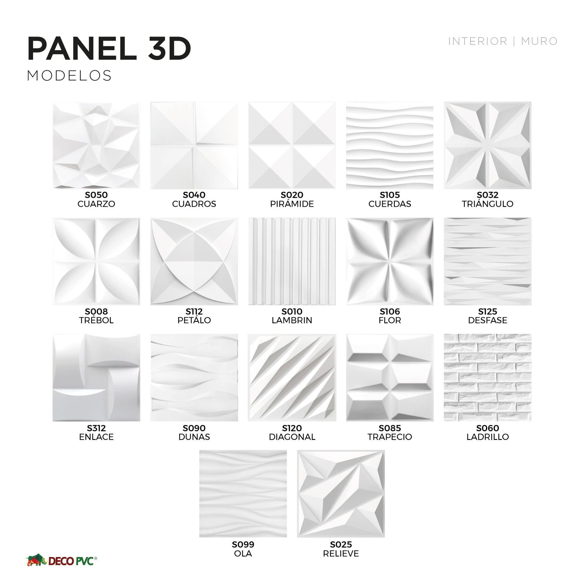 PANEL 3D - TRÉBOL S008 / 10pzas / 50*50cm