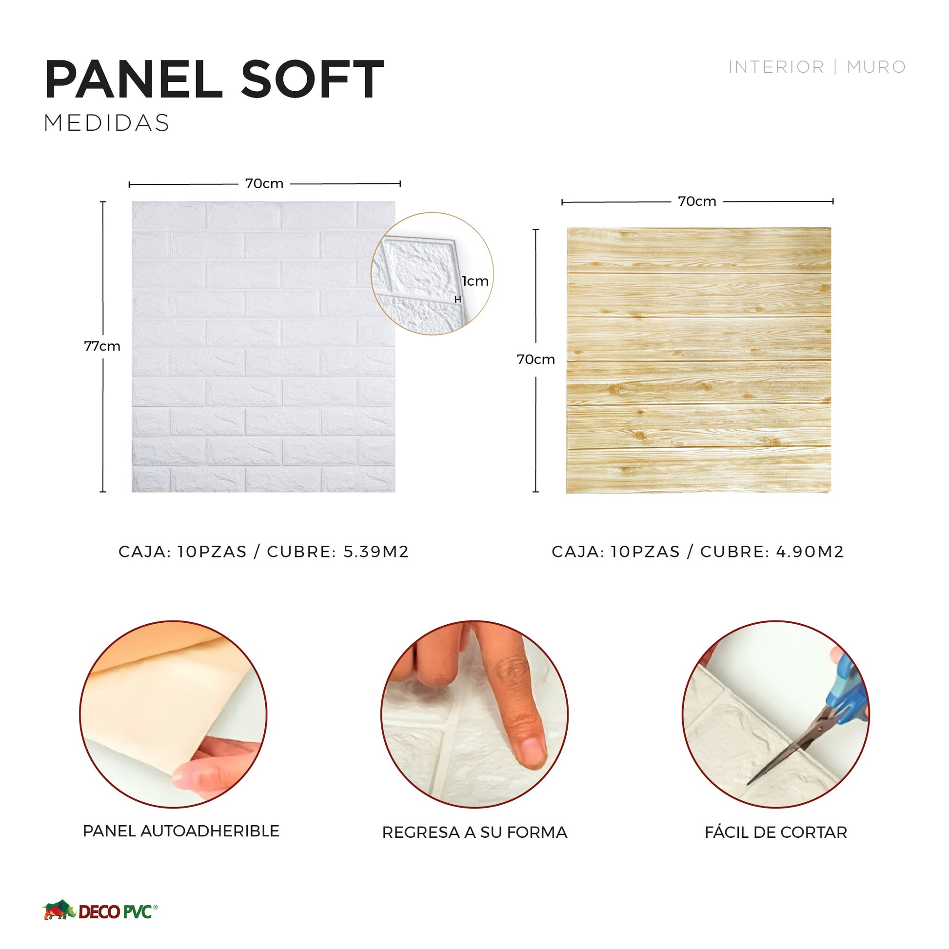 Panel Soft 3D Autoadherible  / 10pzas / 70*77cm