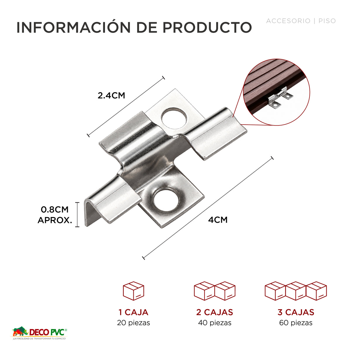 Clips de fijación para Deck Lineal / 20 piezas