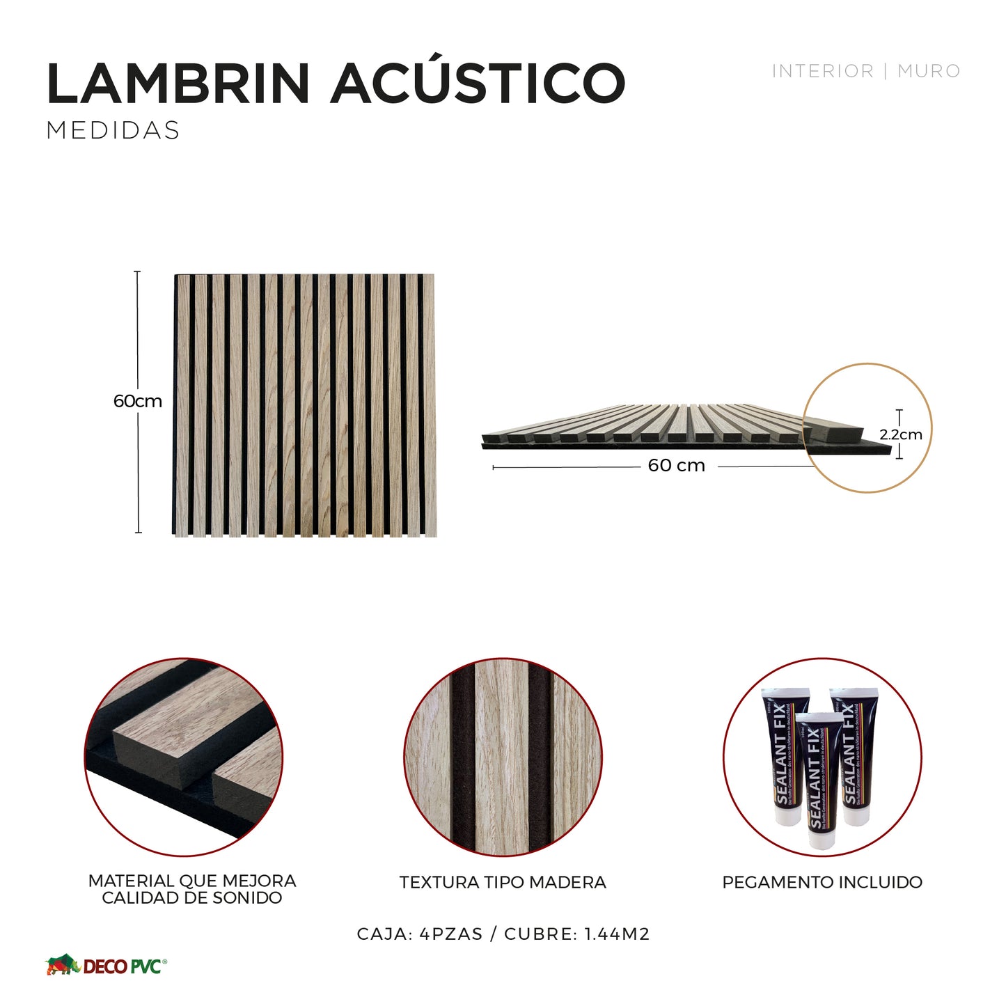 Lambrin acústico / 4pzas / 60*60cm