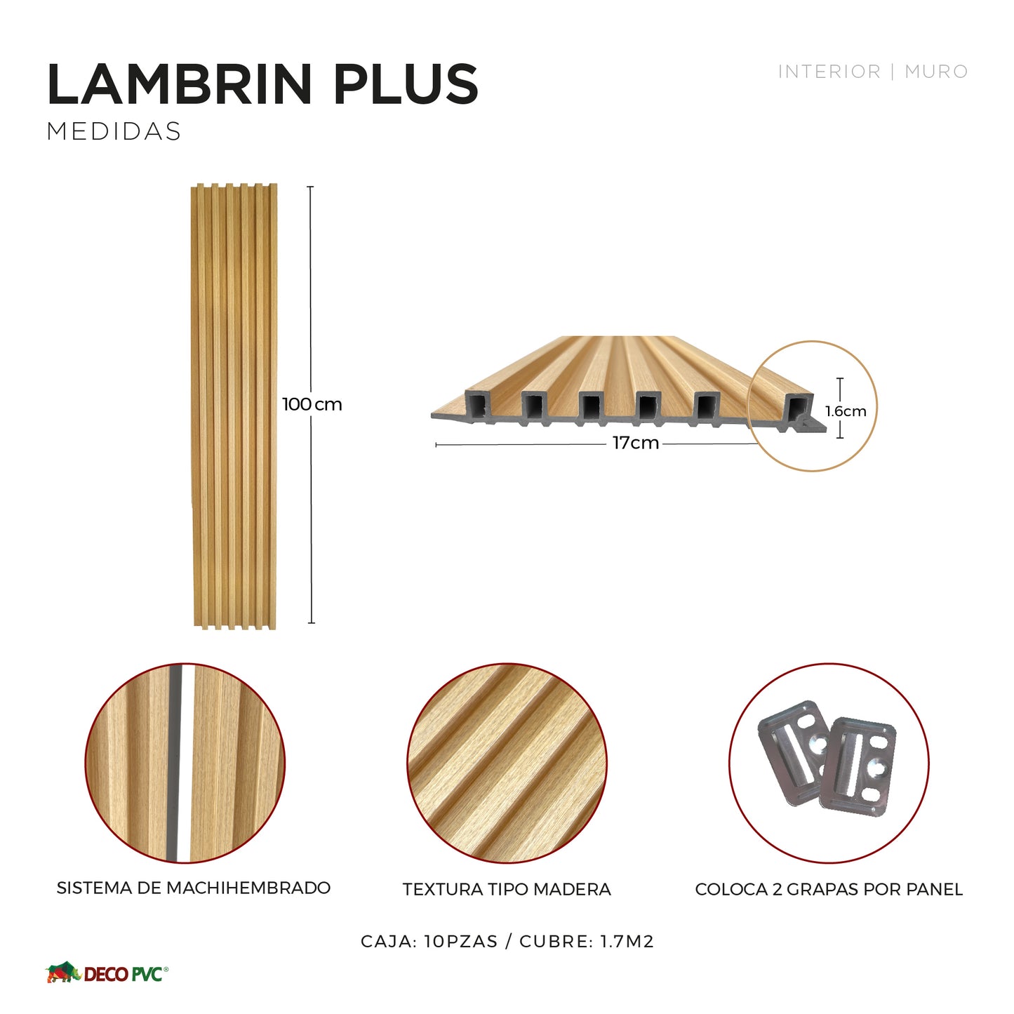 Decoslat Lambrin Plus / 10pzas / 1m*17cm