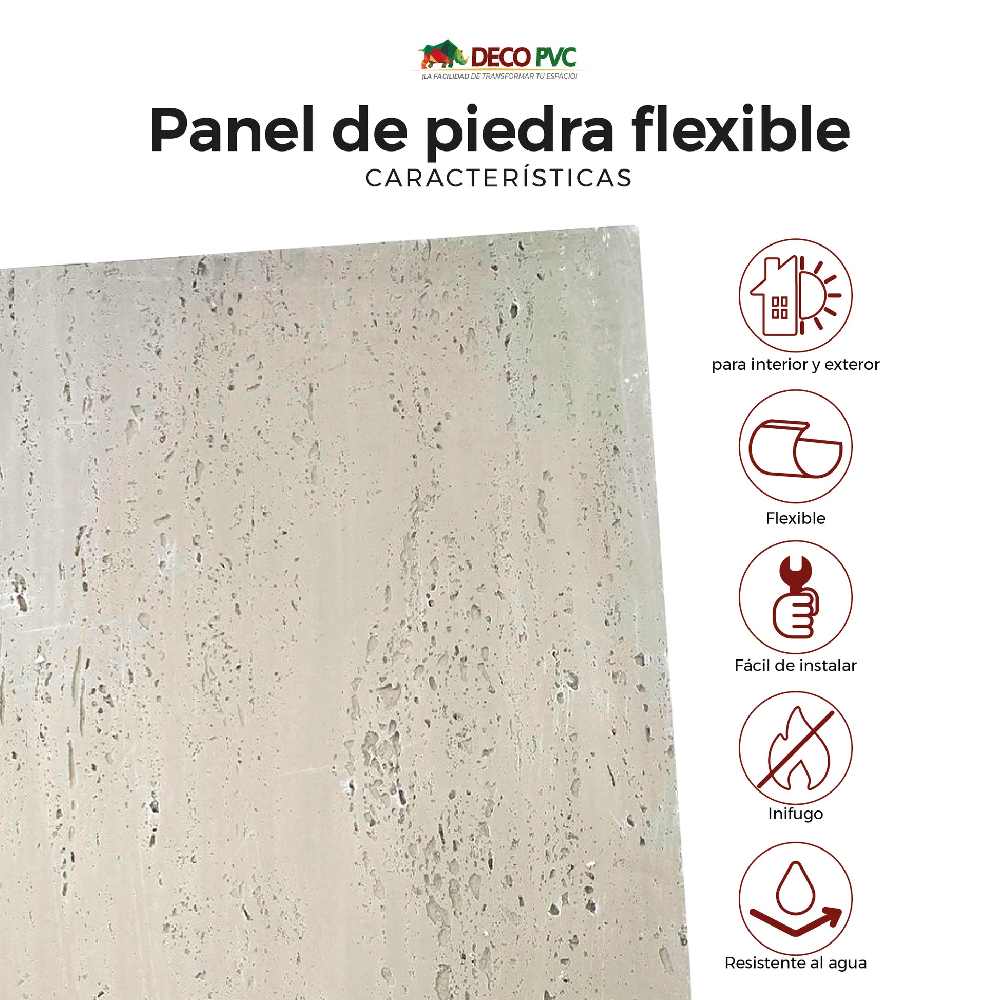 Panel de Piedra Flexible / 4pzas / 120*60cm