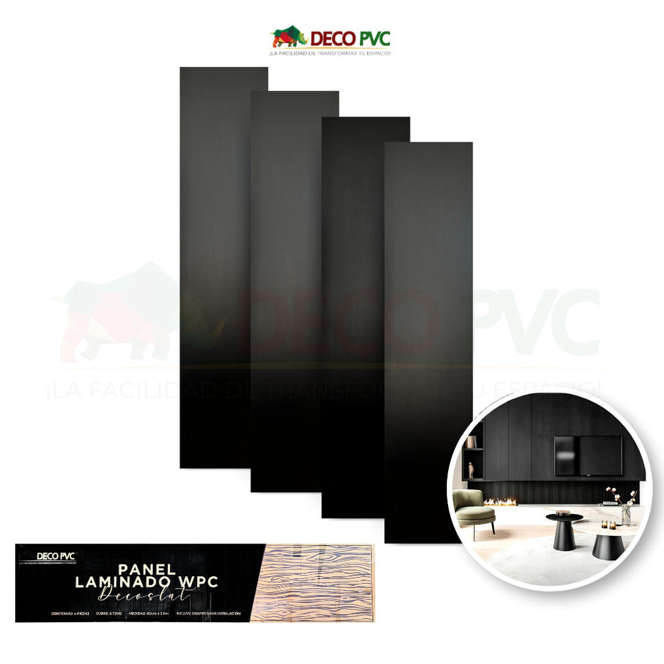 Panel Laminado WPC / 4pzas / 60*280cmPL003 Carbón