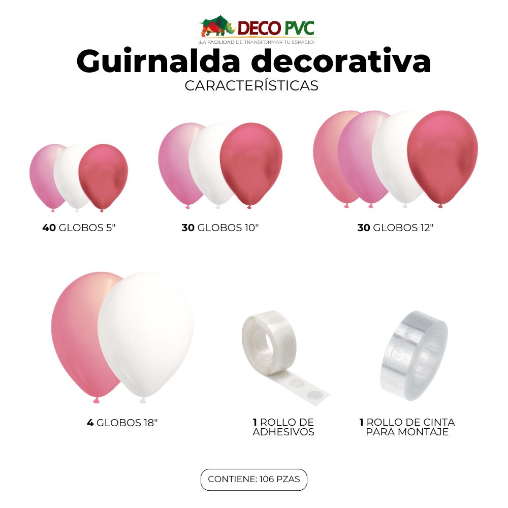 Dulce Rosa - Guirnalda decorativa de globos - BolaBola®