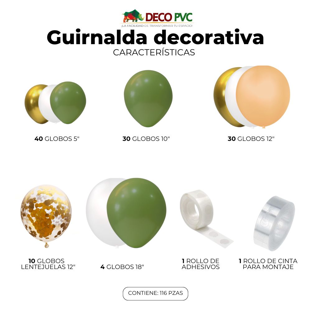 Verde Oliva - Guirnalda decorativa de globos- BolaBola®