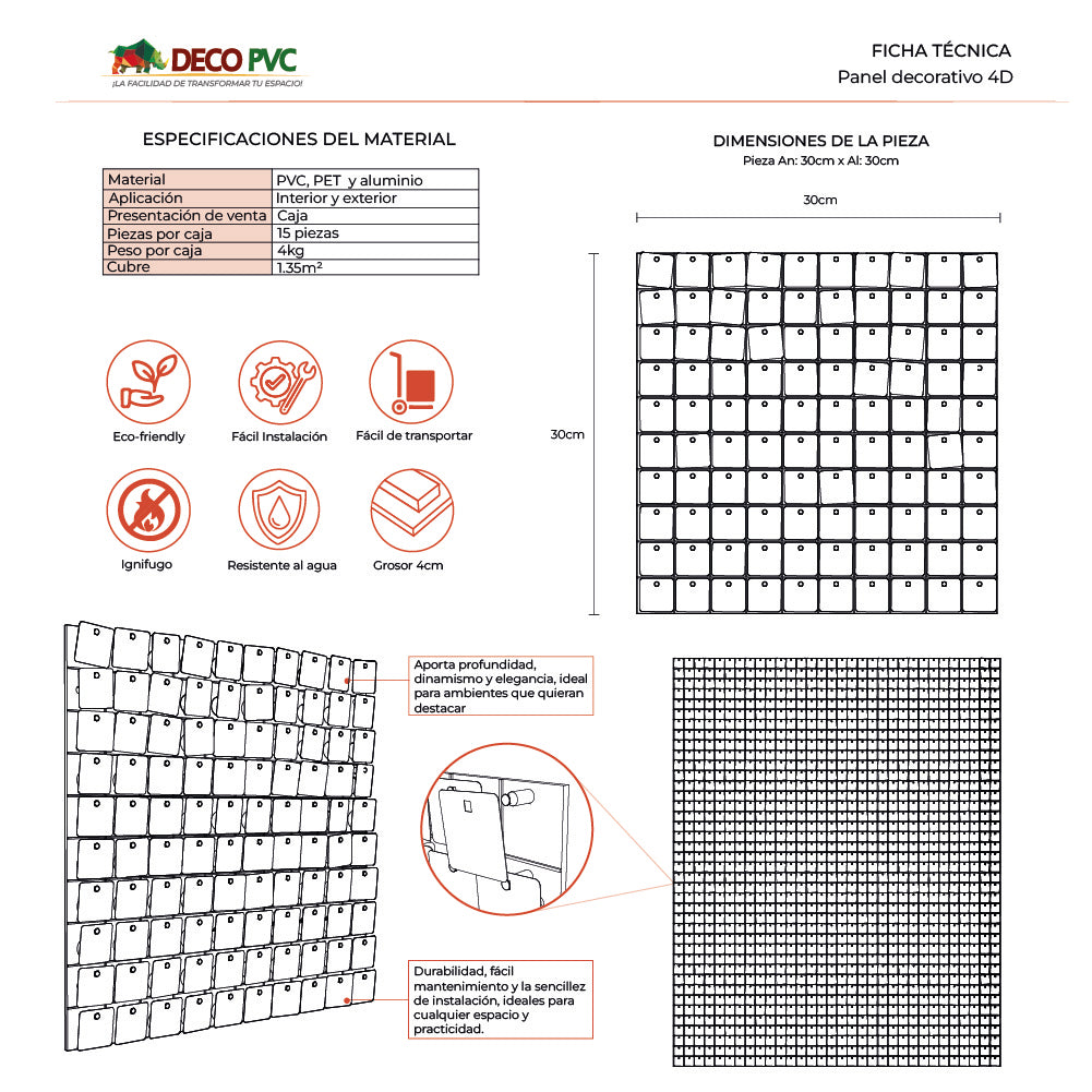 PANEL 4D Plus / 15pzas / 30*30cm