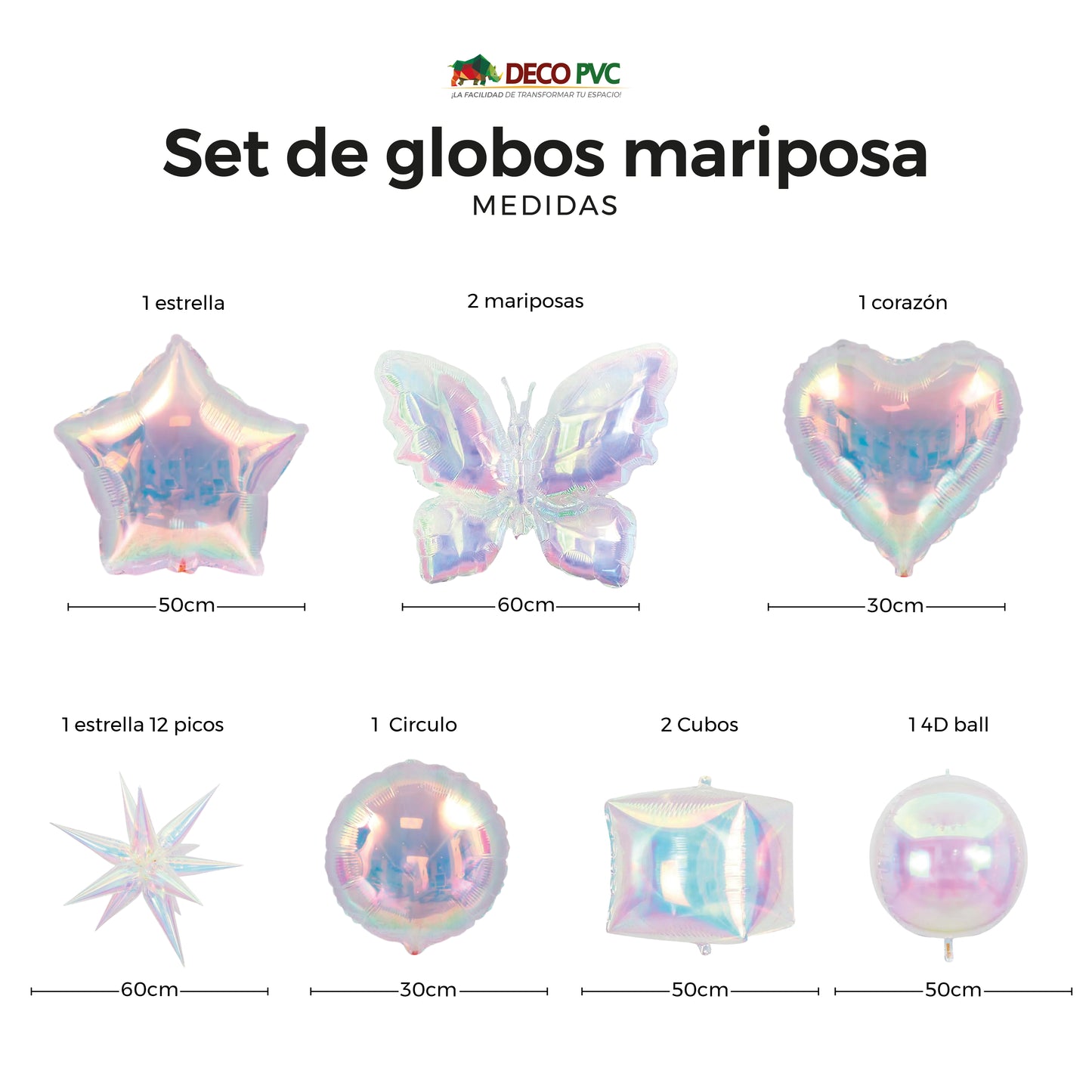 Set de Globos Mariposa Tornasol