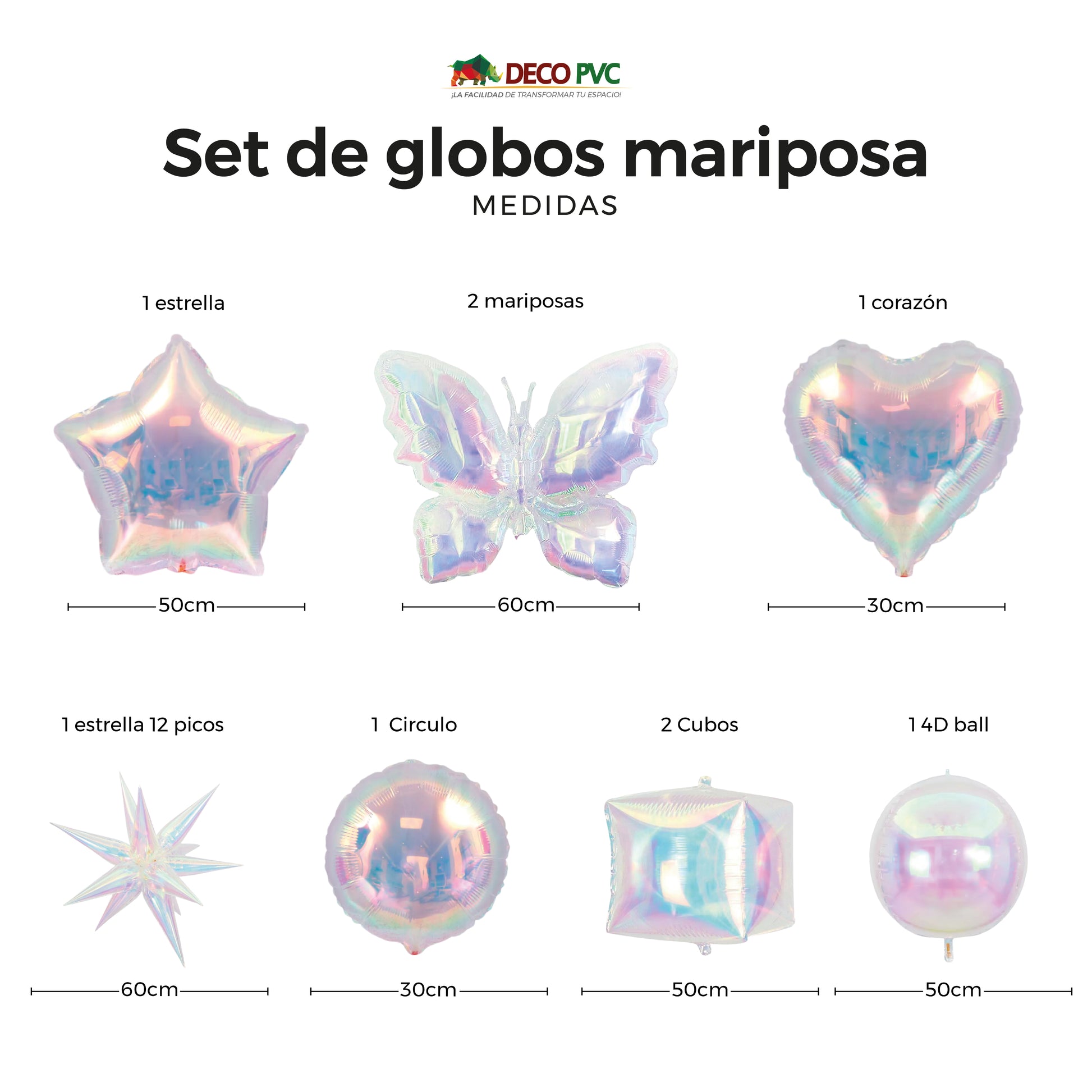Set de Globos Mariposa Tornasol