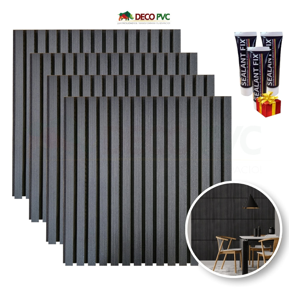 Lambrin acústico / 4pzas / 60*60cmLA006 Negro texturizado