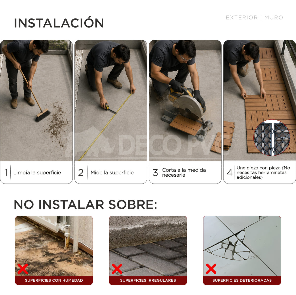 Deck piso para jardín / 6pzas /30*30