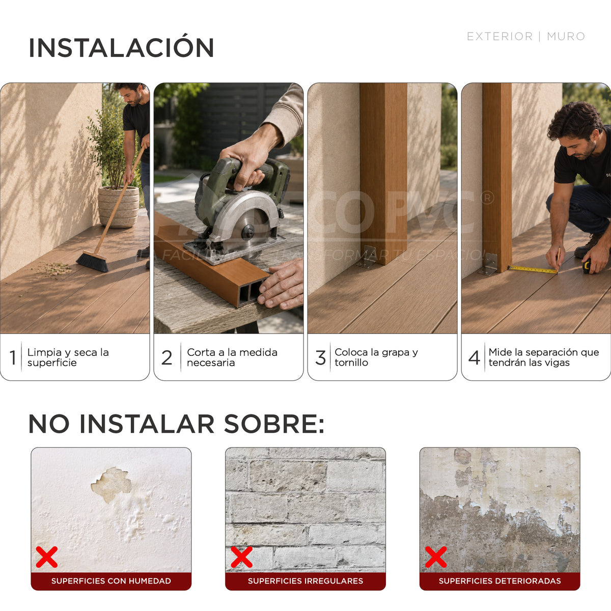 Viga para Exterior WPC / 4pzas / 5*10*280cm