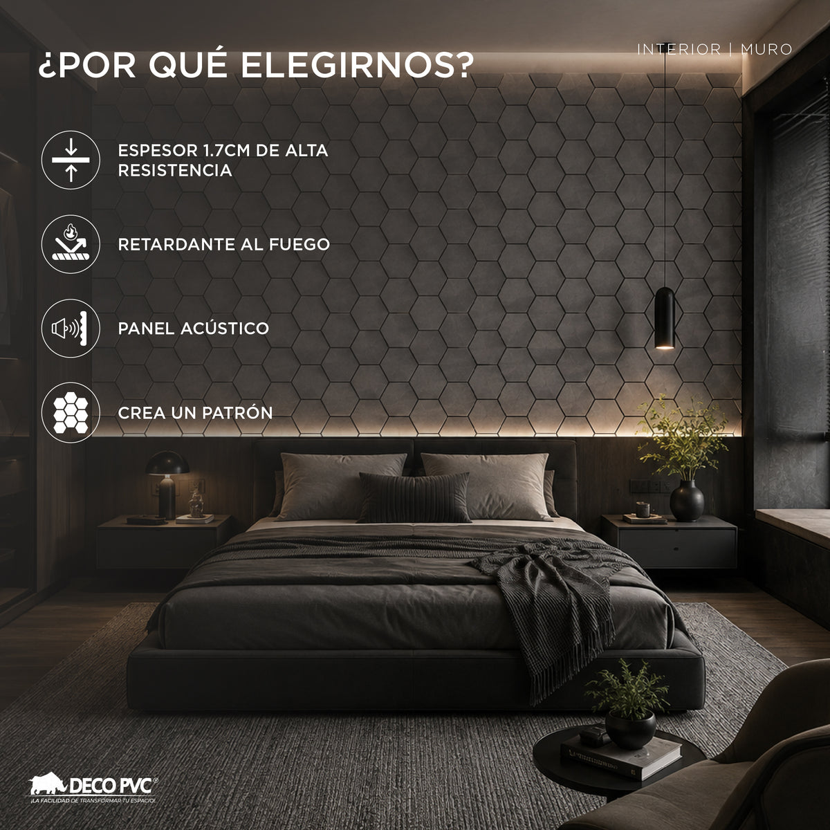 Lambrin Acústico Hexagonal / 2pzas / 62*76cm
