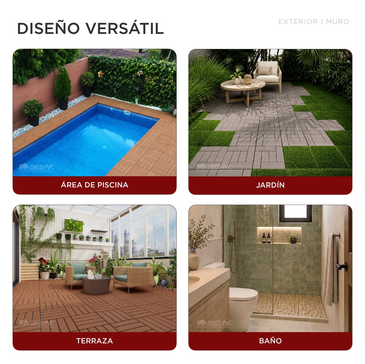 Deck piso para jardín / 6pzas /30*30