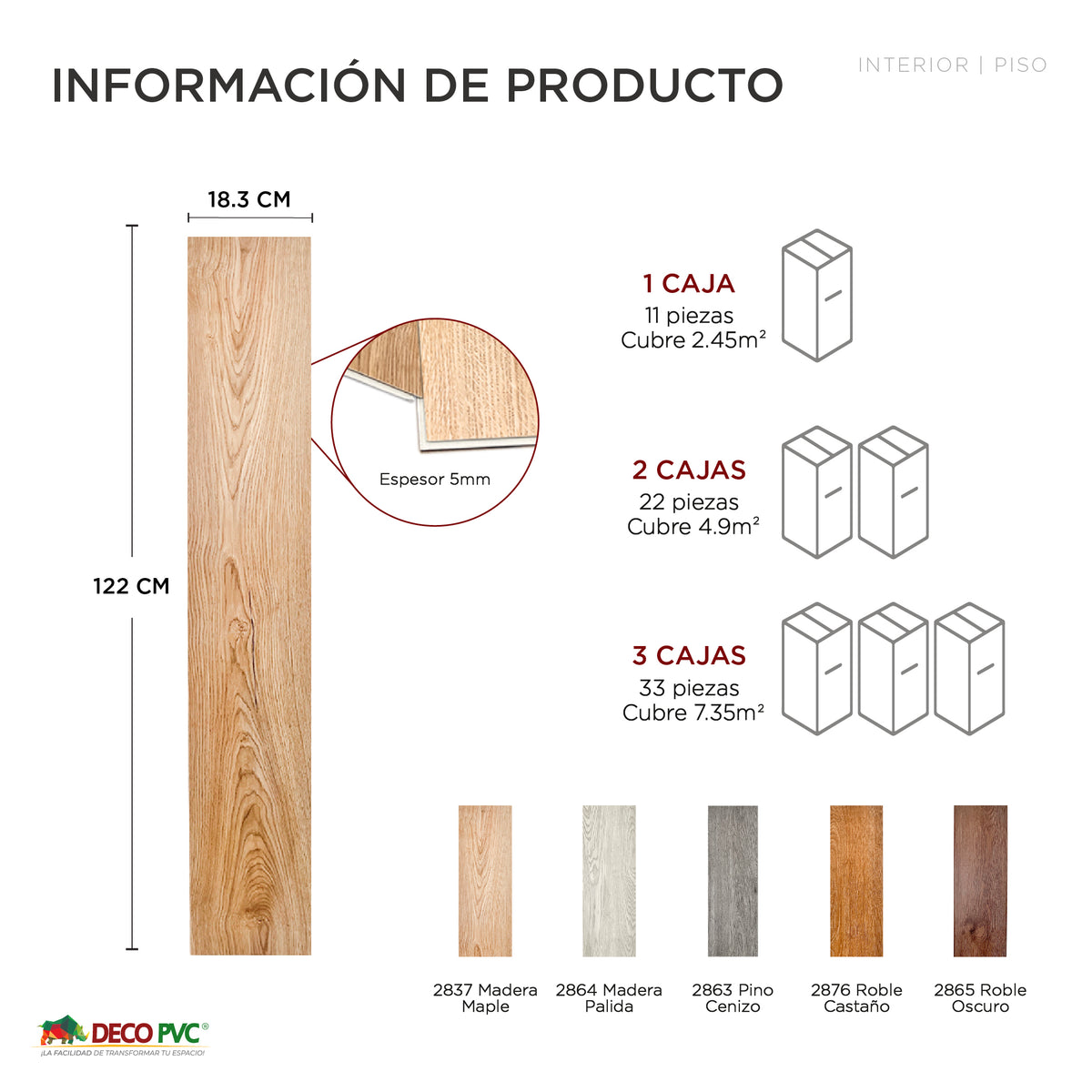 Piso SPC Decoclick / 11pzas / 18.3*122cm