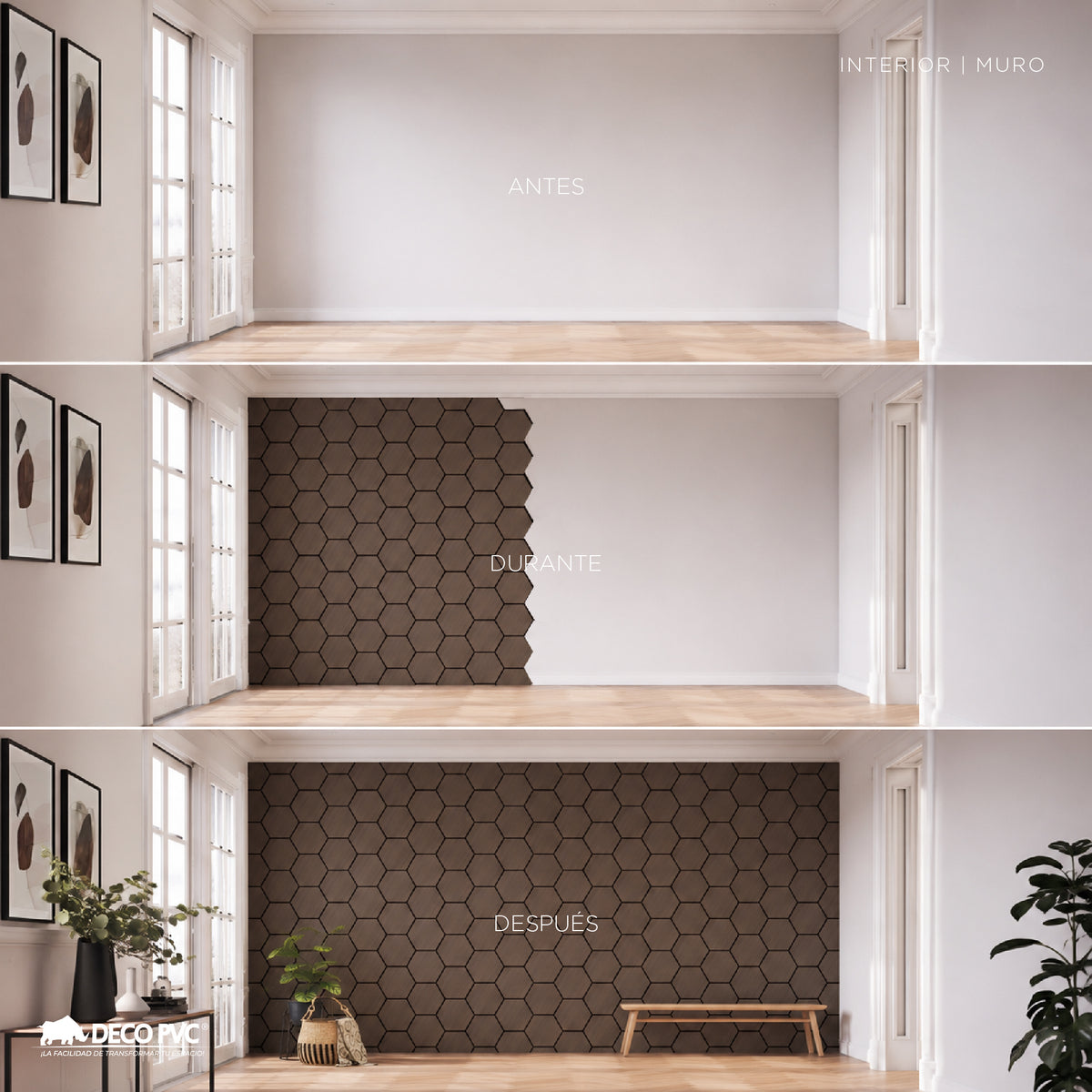 Lambrin Acústico Hexagonal / 2pzas / 62*76cm