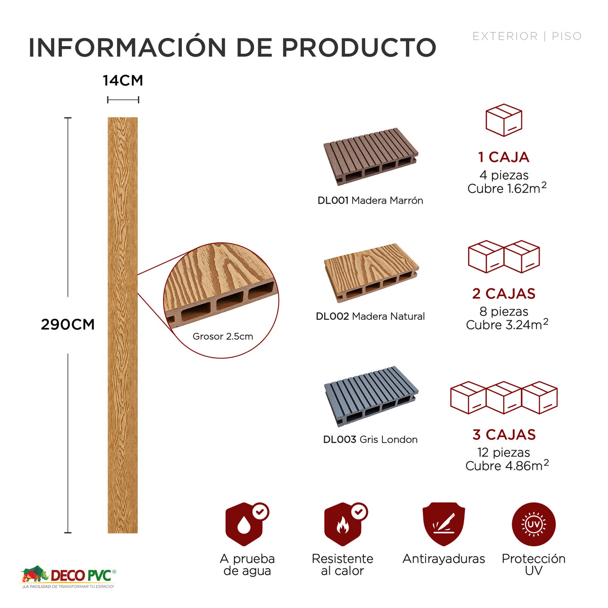 Deck Lineal / 4pzas / 14*290cm