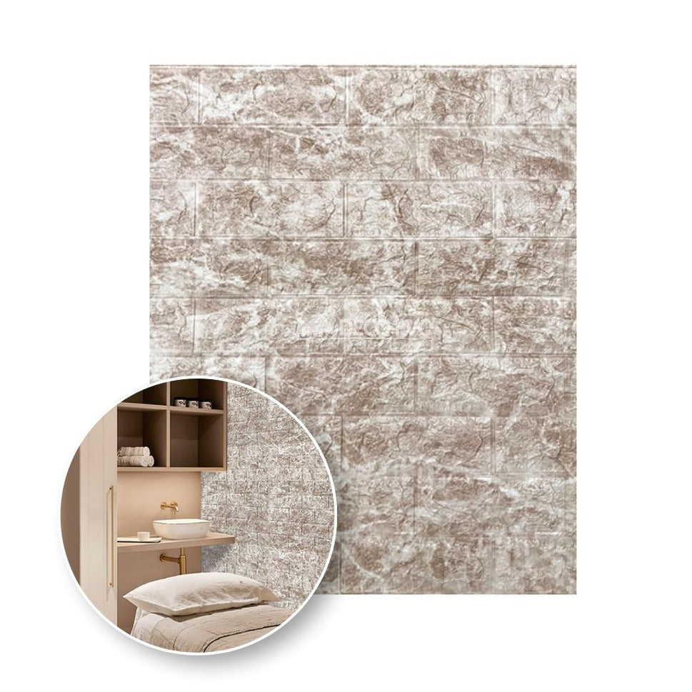 Panel Soft 3D Autoadherible  / 10pzas / 70*77cmMARMOL CAFE