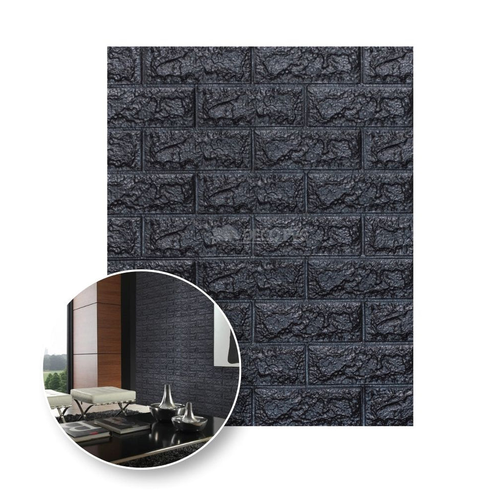 Panel Soft 3D Autoadherible  / 10pzas / 70*77cmNEGRO OBSIDIANA