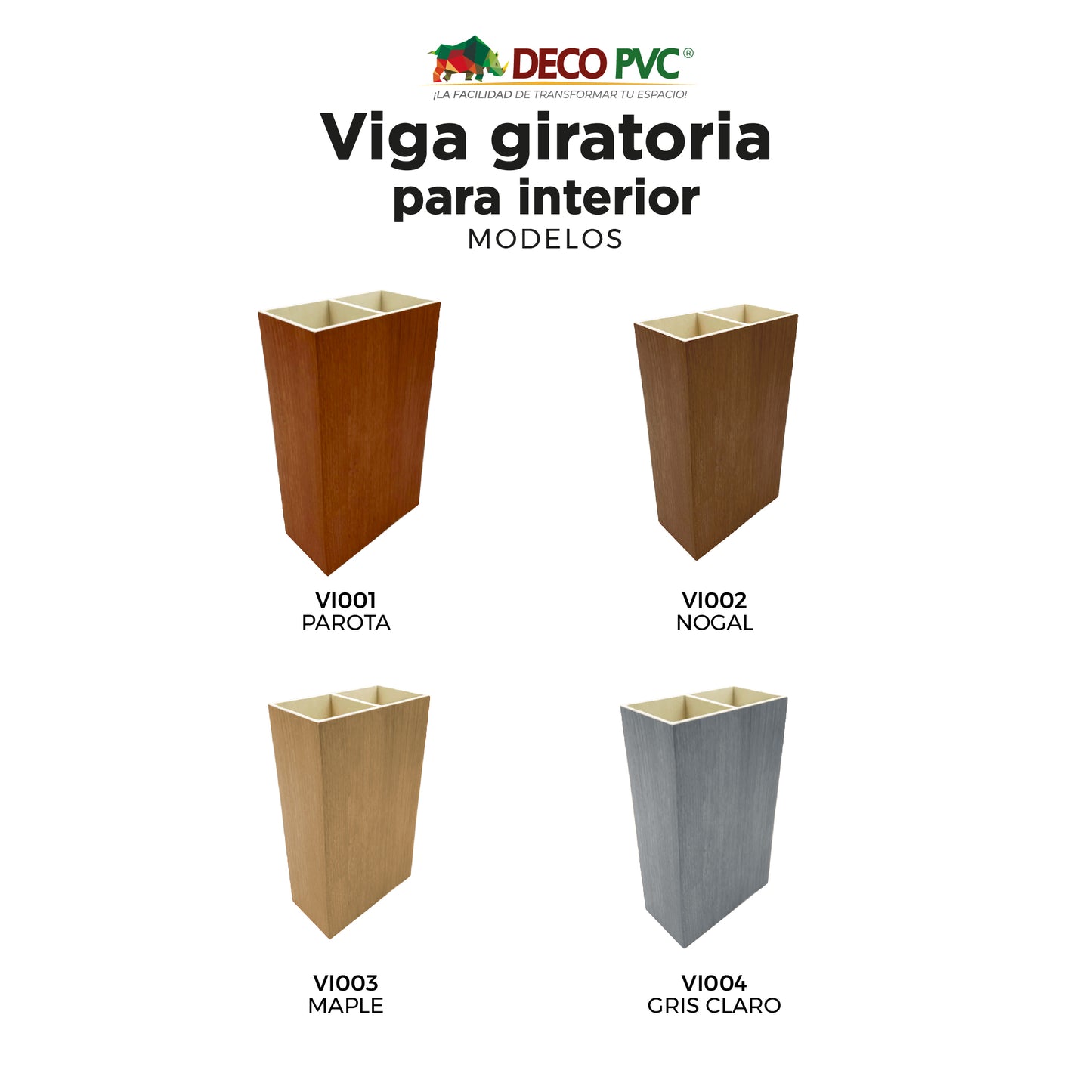 Viga Giratoria para Interior WPC / 6pzas / 5*10*280cm