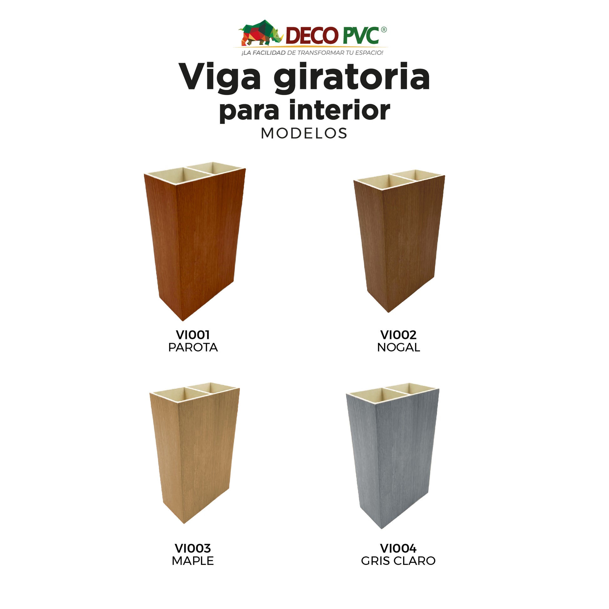 Viga Giratoria para Interior WPC / 6pzas / 5*10*280cm