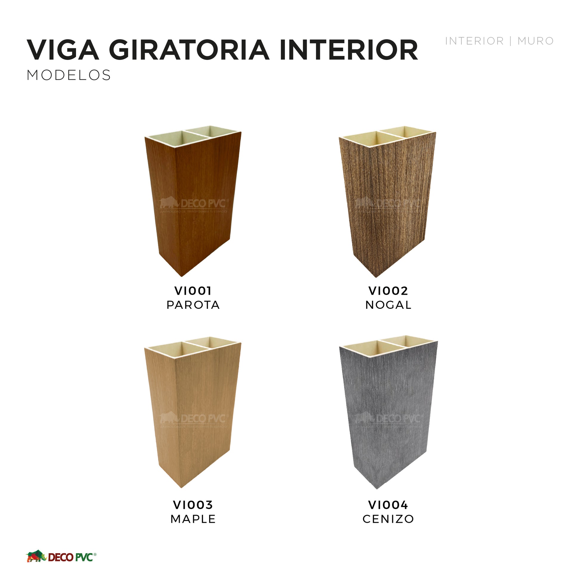 Viga Giratoria para Interior WPC / 6pzas / 5*10*280cm