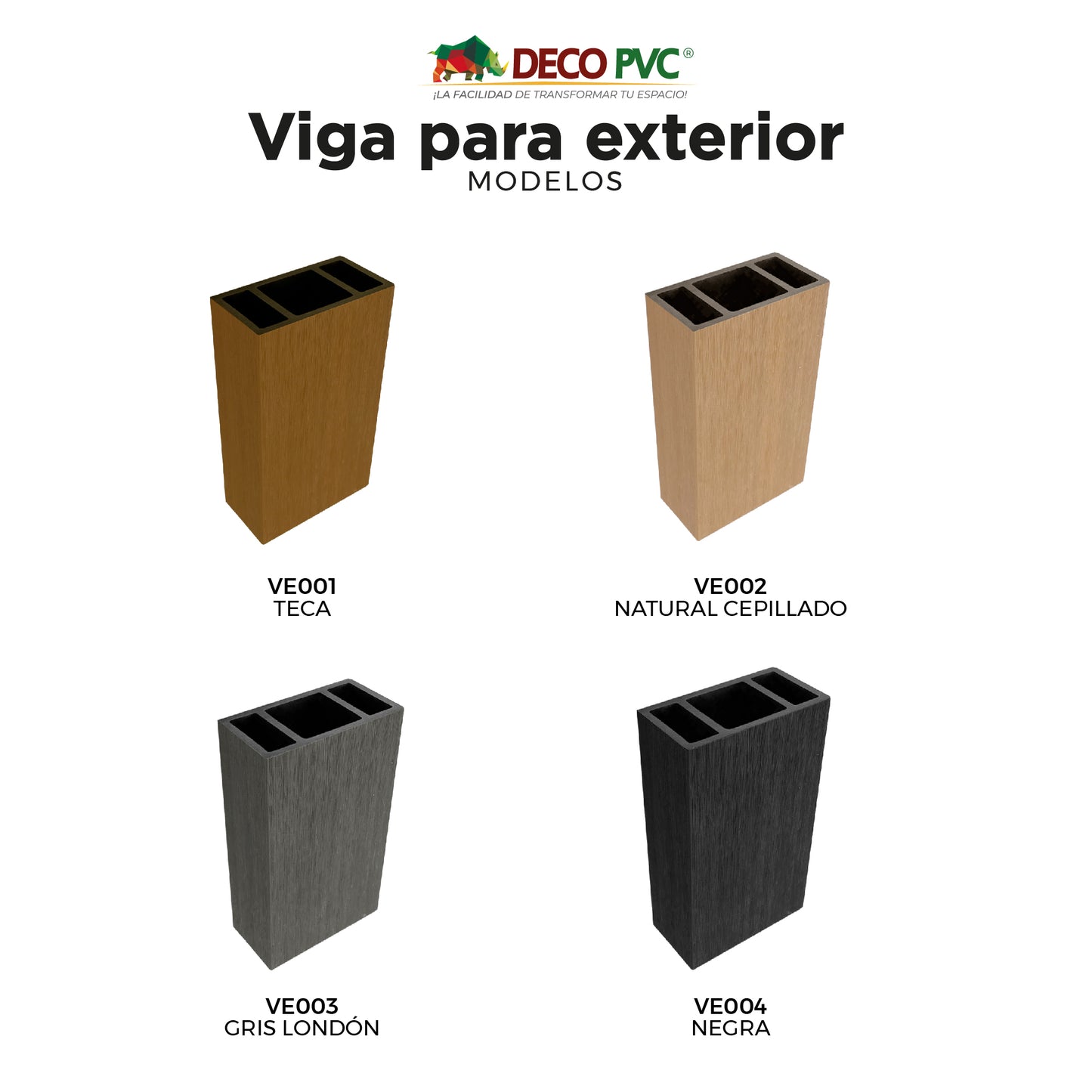 Viga para Exterior WPC / 4pzas / 5*10*280cm