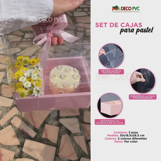 Set de cajas para pastel transparente / 5pzas