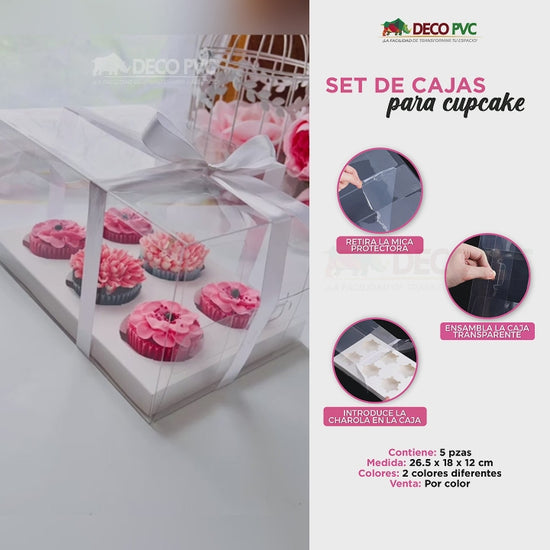 Set de cajas para cupcake transparente / 5pzas