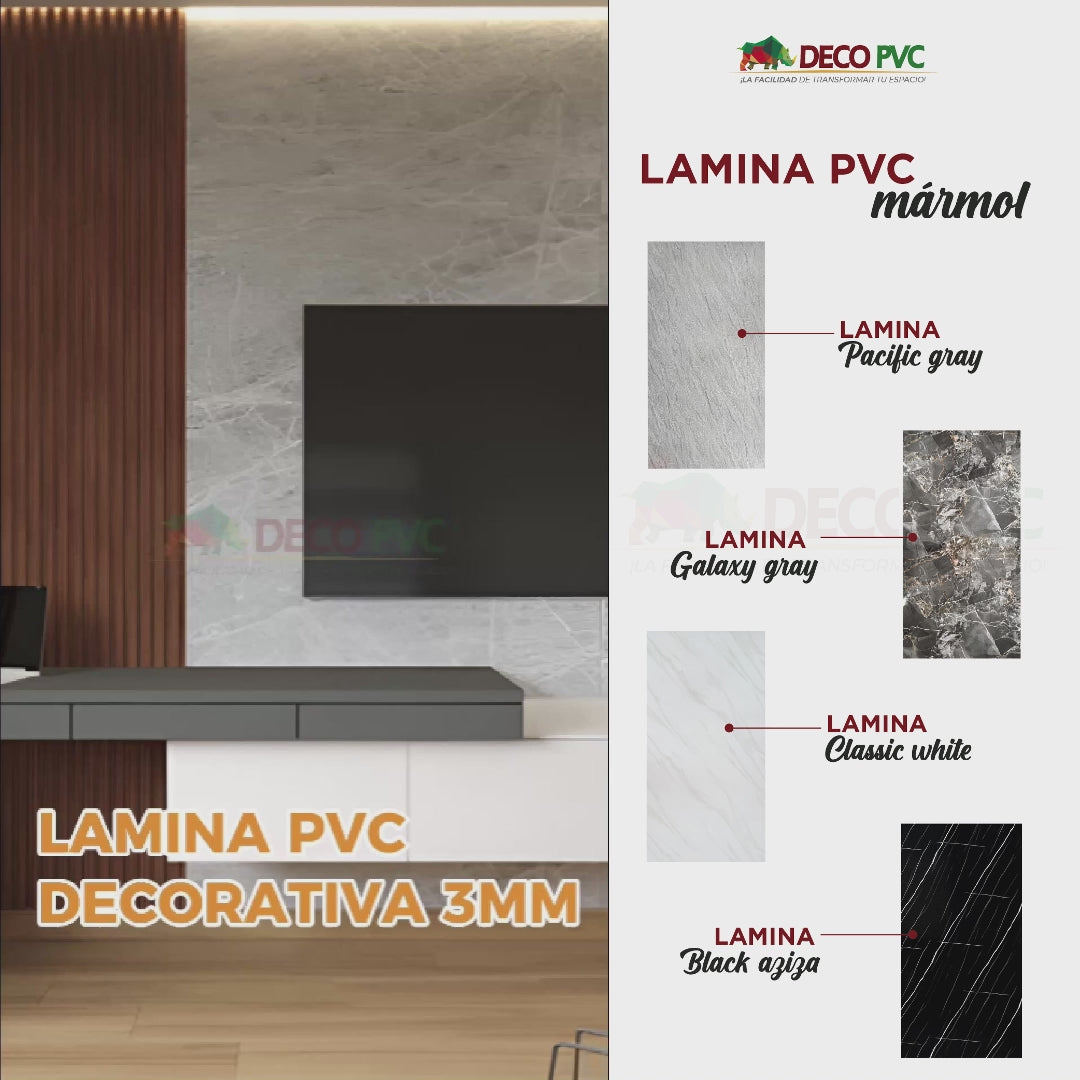 Lámina Decorativa PVC - Galaxy Gray Mármol (3mm) / 1.22*2.44m