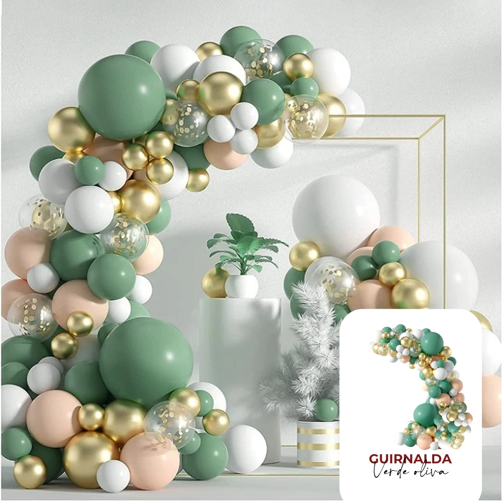 Verde Oliva - Guirnalda decorativa de globos- BolaBola®